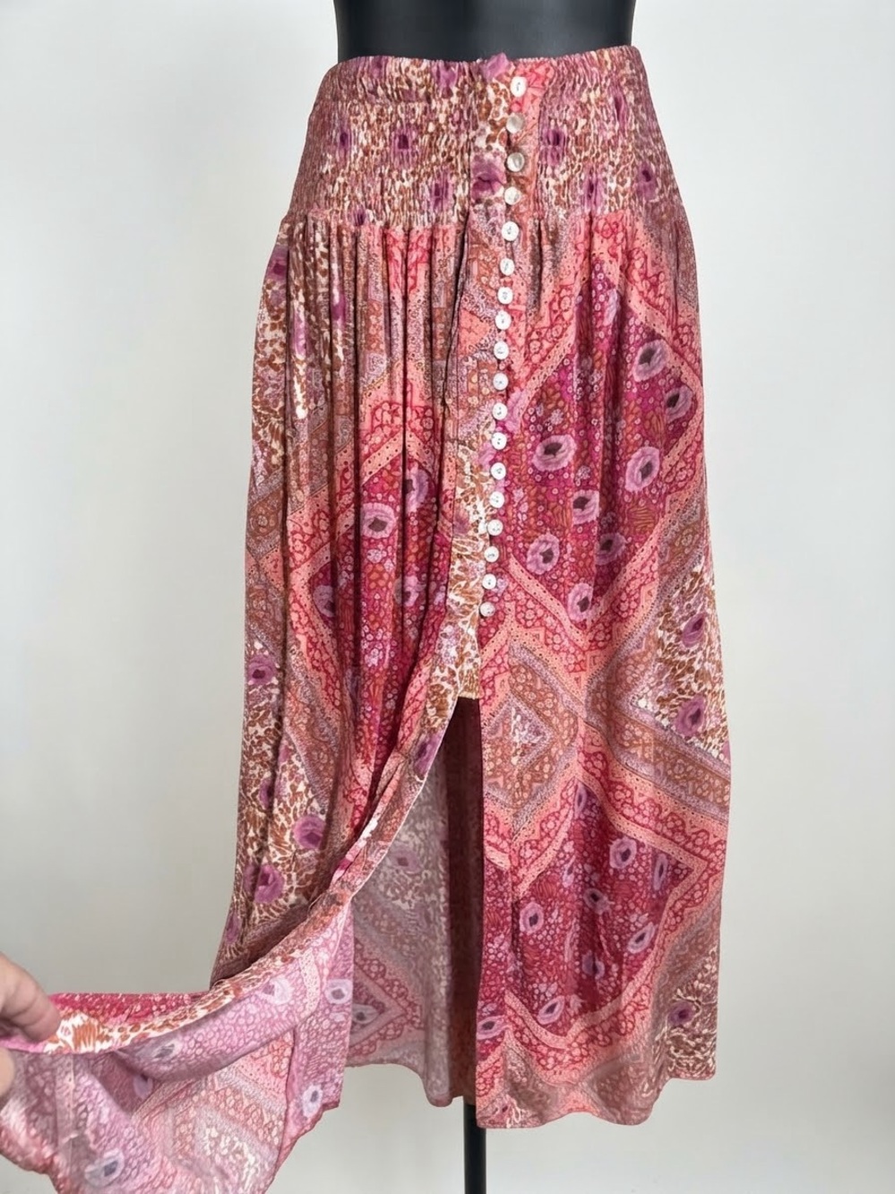 Christian Siriano New York pink paisley mixed-print maxi skirt xl - Picture 2 of 12